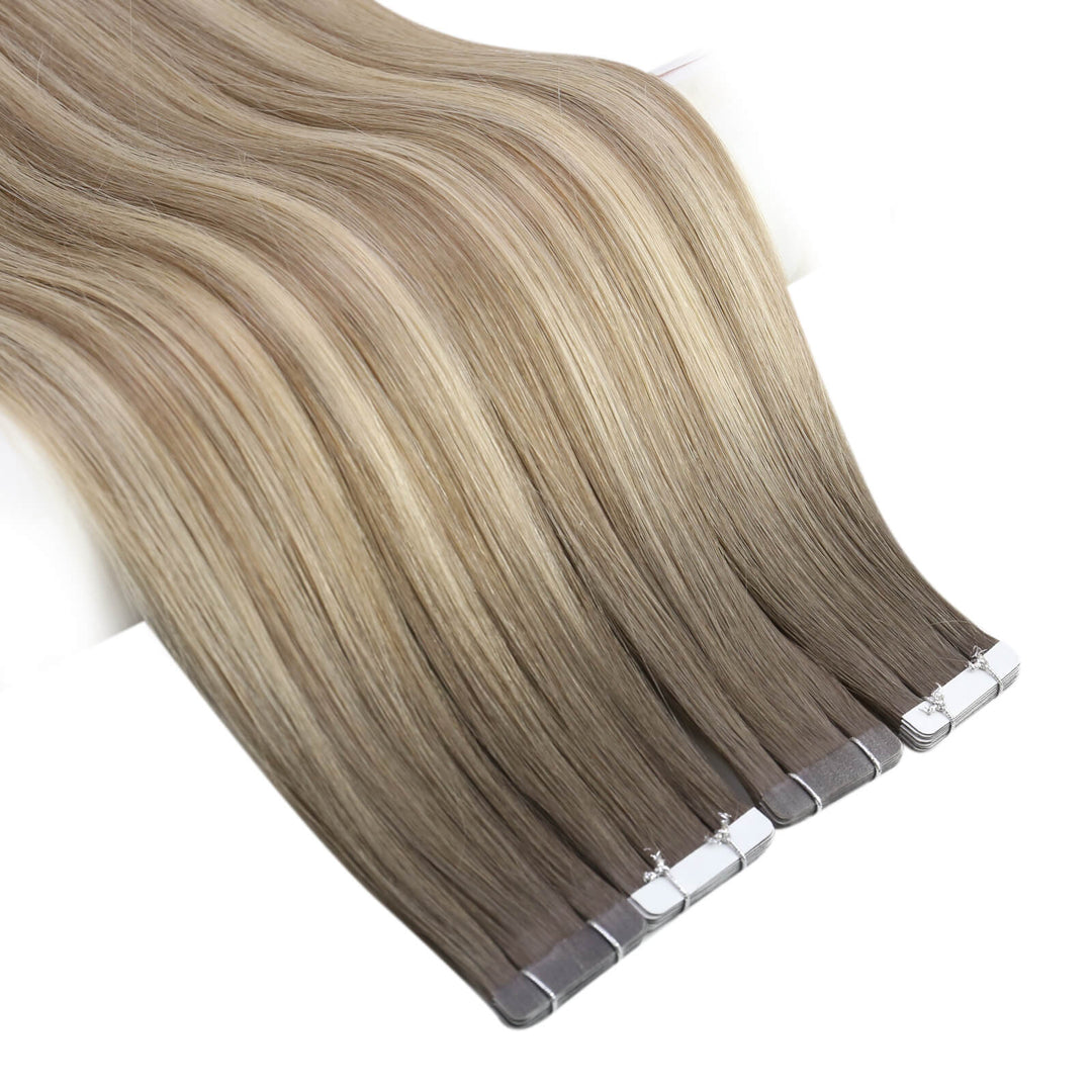 highlighted tape in hair extensions