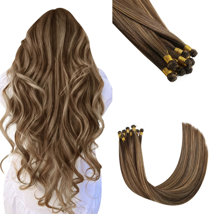 virgin hand tied weft human hair extensions