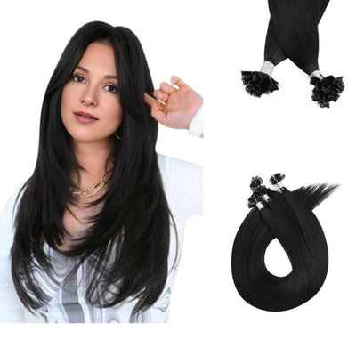 virgin hair  human ktip JET BLACK