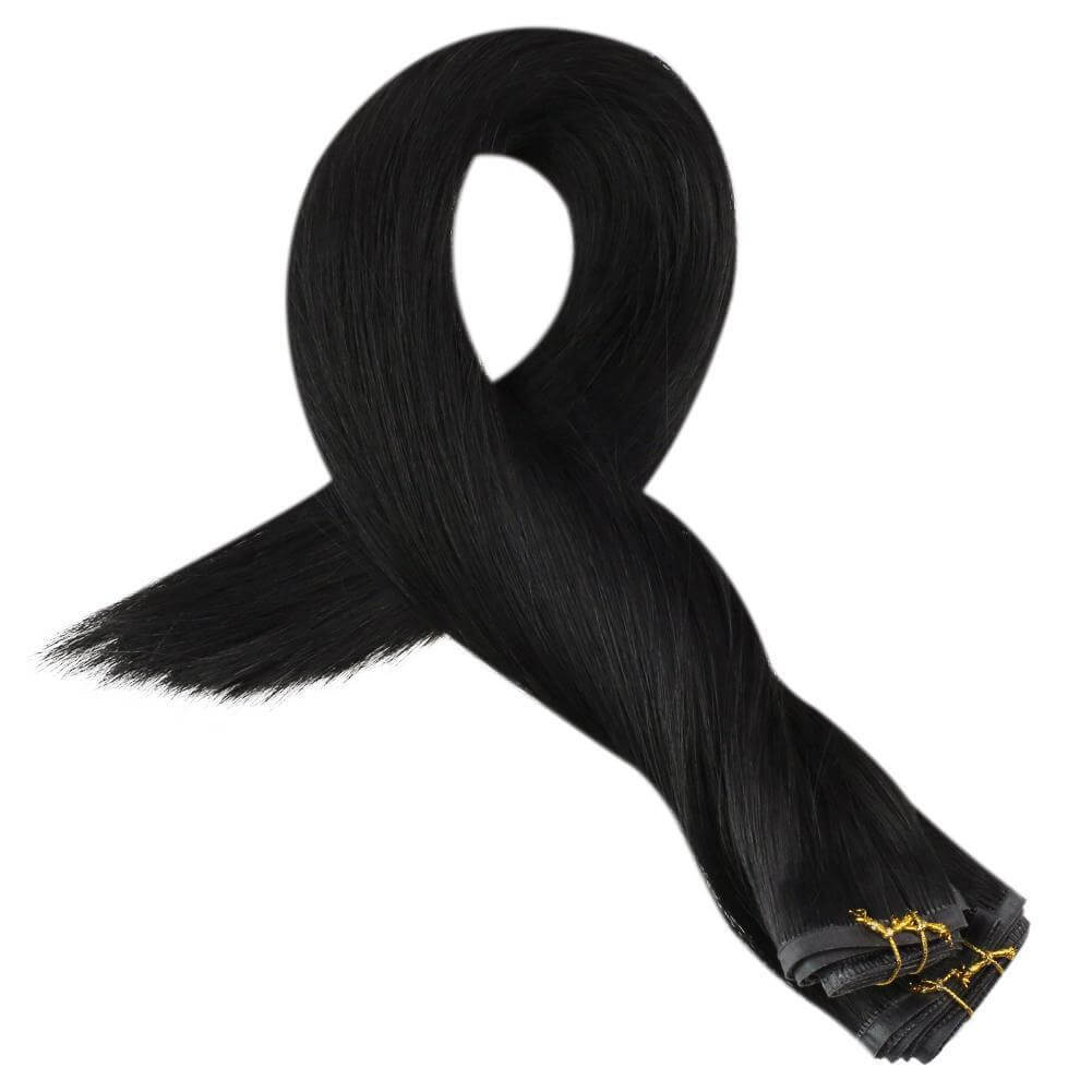 [US Only][Fixed Price $69.99]Flat Silk Weft Off Balck Human Virgin Hair Double Weft One Bundle For Women #1b