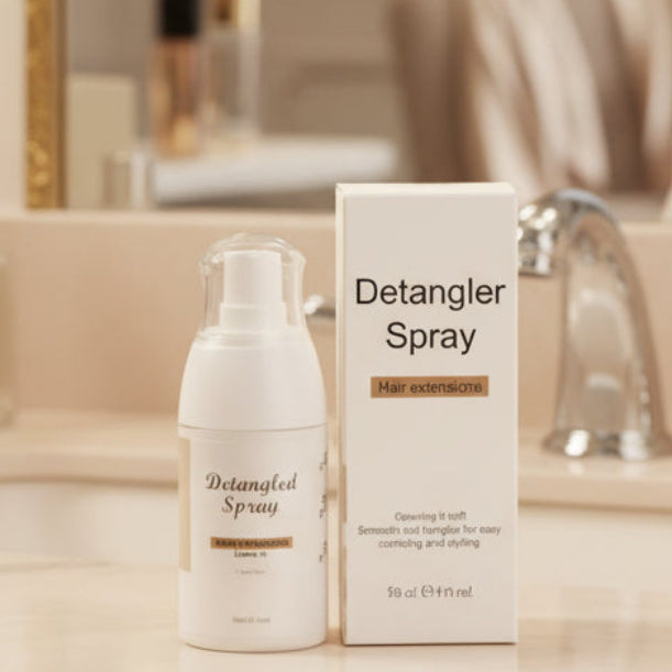 Smooth, tangle-free hair extensions after spray