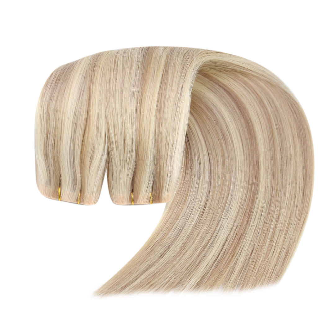 Butterfly Weft Hair Extensions – Piano Blonde with Rosy  display picture 3