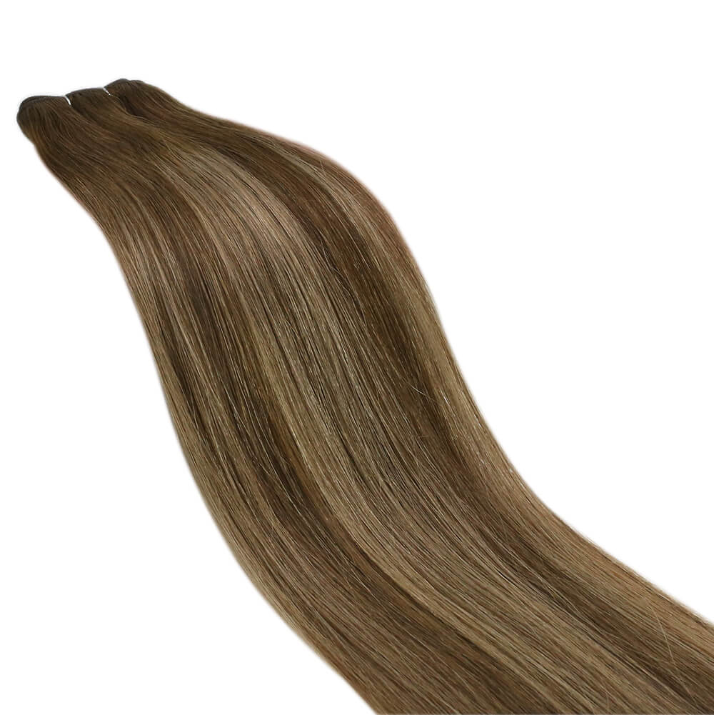 Sew in Extensions Real Hair Bundles Virgin Human Hair Weft Balayage Brown Ombre Blonde  #4/27/4
