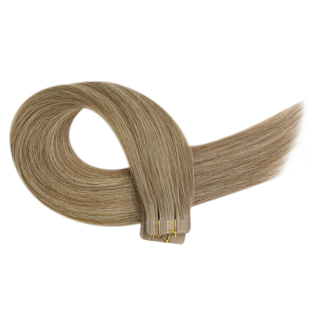 [SALE] Tape in Hair Extensions  Brown Blonde Real Human Virgin Hair Extensions #M6/18