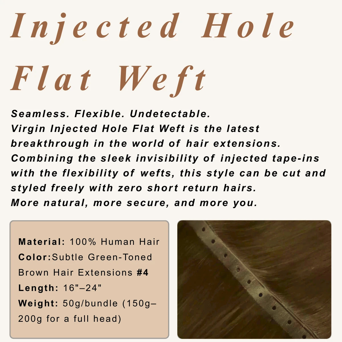 PU hole butterfly weft extensions in balayage blonde, seamless and lightweight.