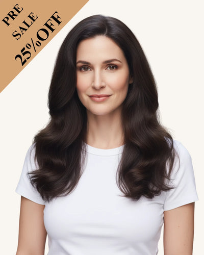 Chocolate brown clip-in extensions for natural volume