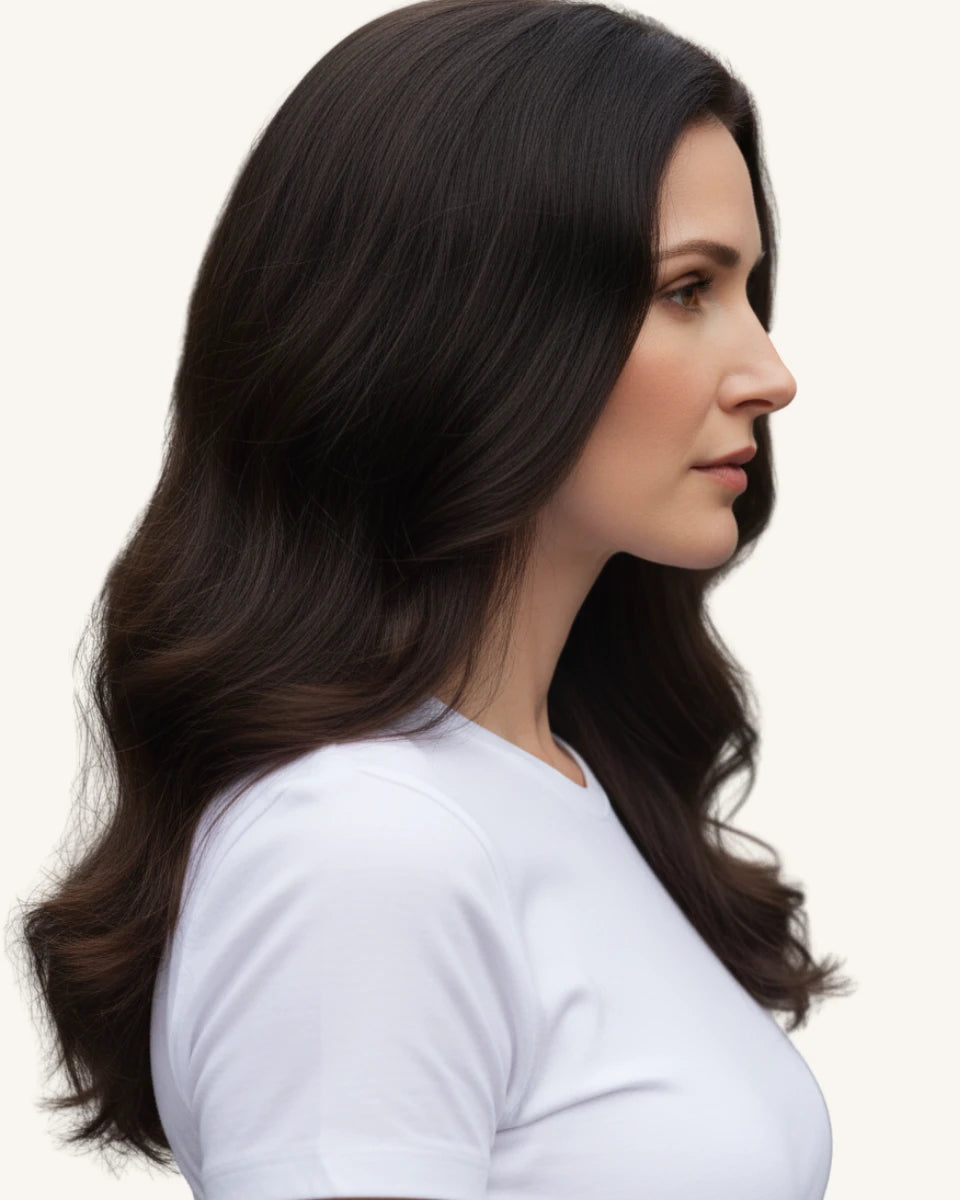 Chestnut brown human hair clip-ins for long hair