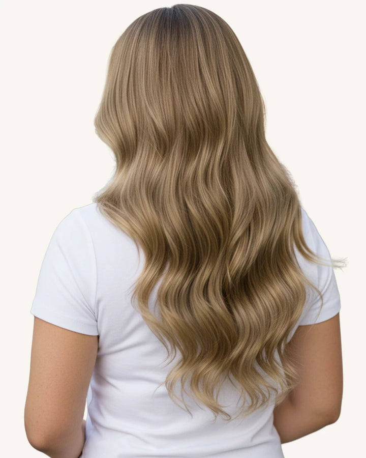 Soft blend balayage brown blonde clip-ins
