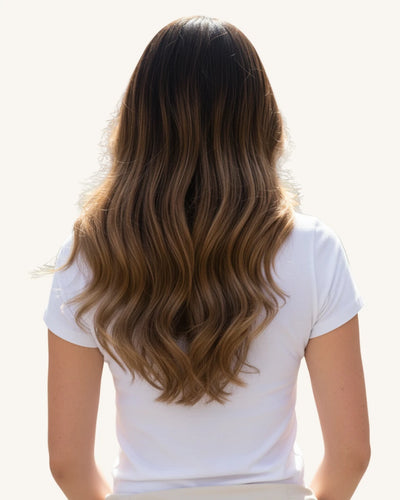 Balayage brown and blonde clip-in hair extensions