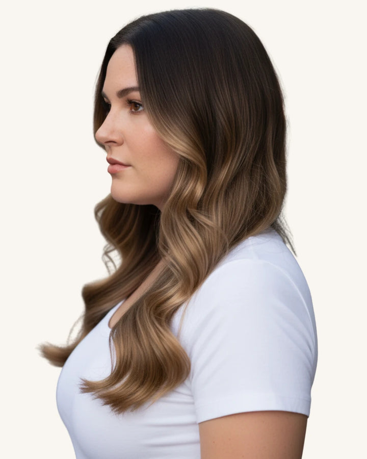 Brown blonde ombre clip-in human hair set