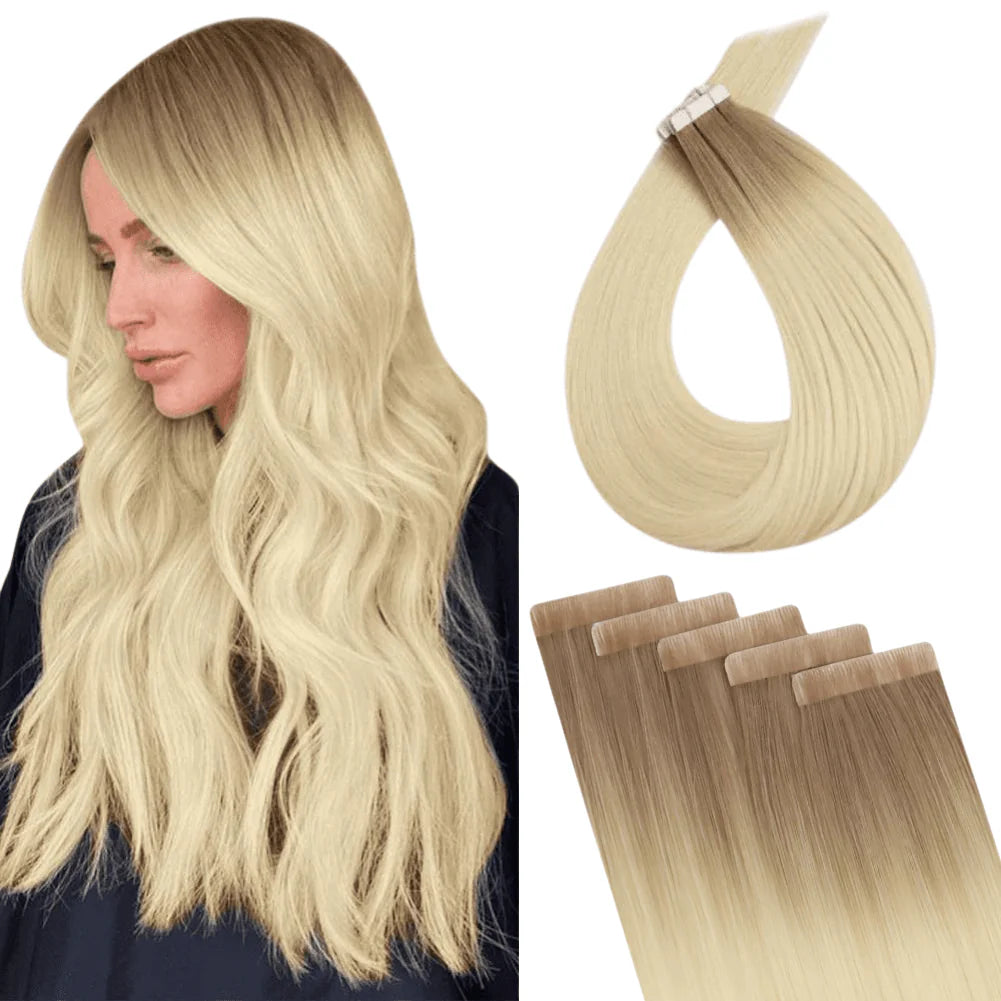 [BUY 2 GET 1]Tape in Hair Extensions Seamless Injection Tape In Hair Balayage Hair #R8/T60