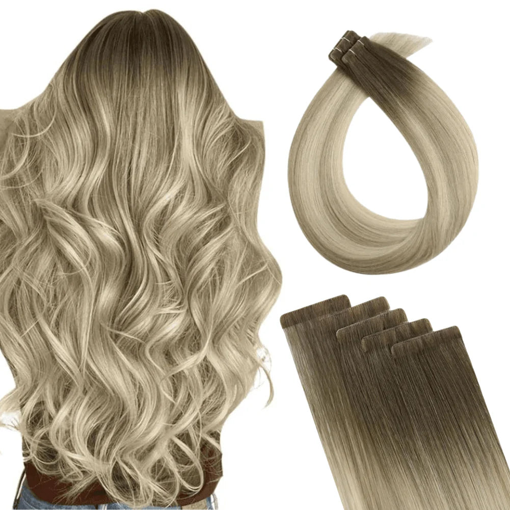 [BUY 2 GET 1]Tape in Hair Extensions Seamless Injection Tape In Hair Balayage Hair #4/7/80