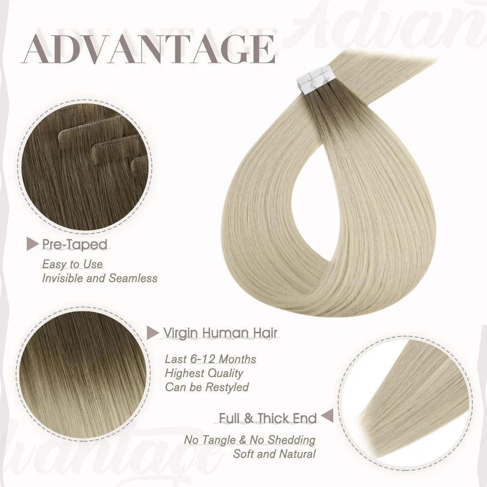 [BUY 2 GET 1]Tape in Hair Extensions Seamless Injection Tape In Hair Balayage Hair #9A/10/800