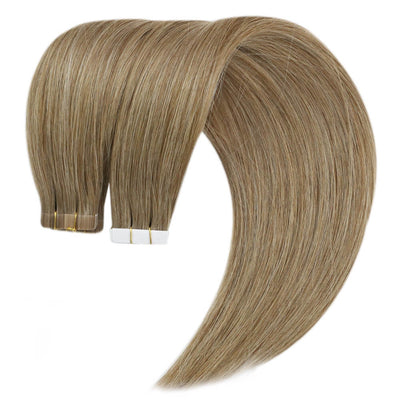 [SALE] Tape in Hair Extensions  Brown Blonde Real Human Virgin Hair Extensions #M6/18