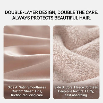 Luxury Hair Drying Cap Double Layer Coral Fleece Satin Feel Wrap
