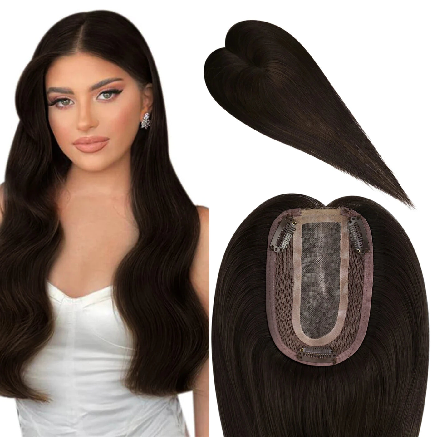 virgin human hair topper darkest brown
