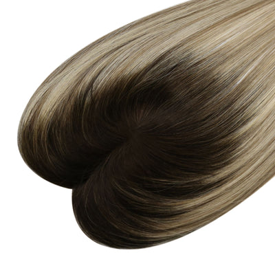 [US Only][Half Price]Virgin Medium Hair Virgin Topper Hairpieces without Bangs Breathable Hair Topper Soft Hair (#3/8/22)