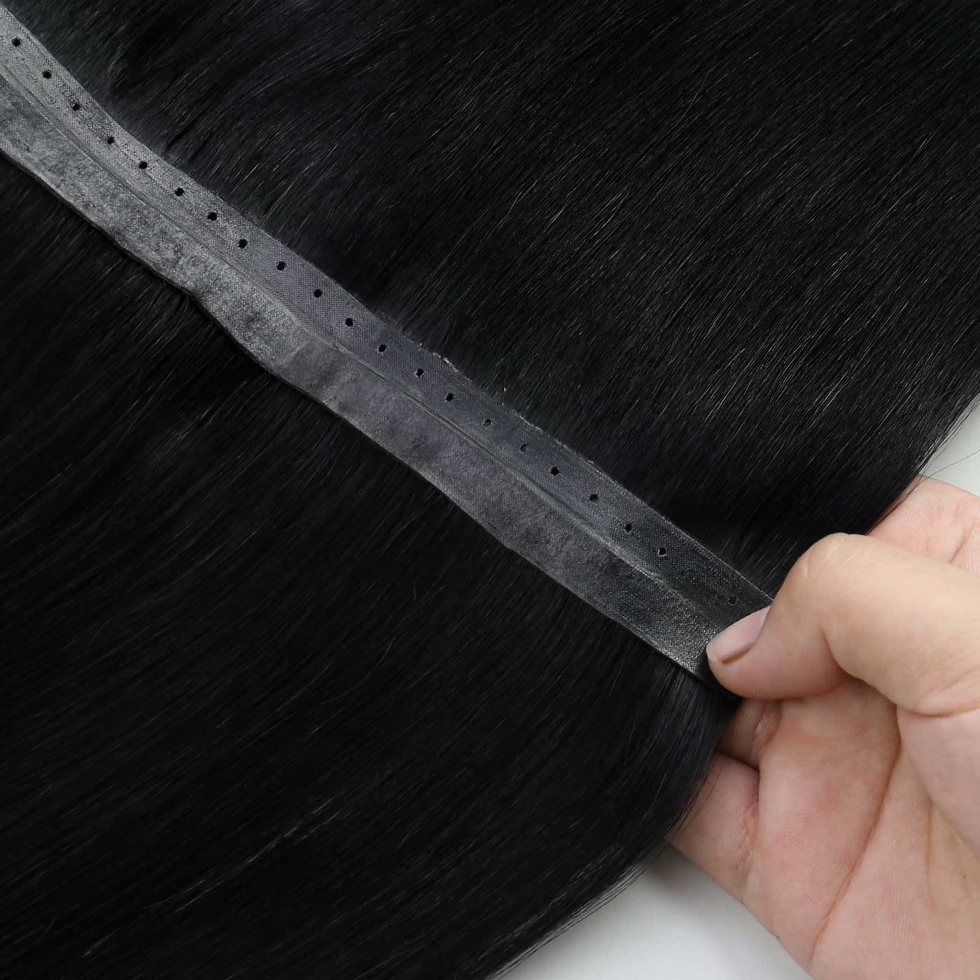 seamless and invisible hole hair weft