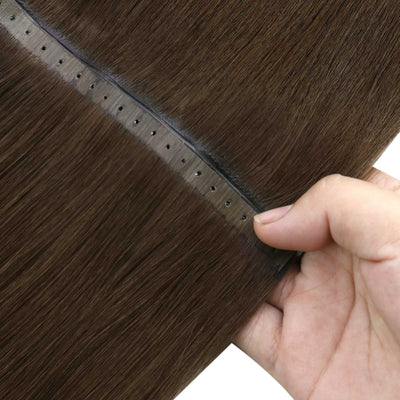 Virgin Weft Hair Extension Invisible Injected Flat Weft With Hole Dark Brown #4