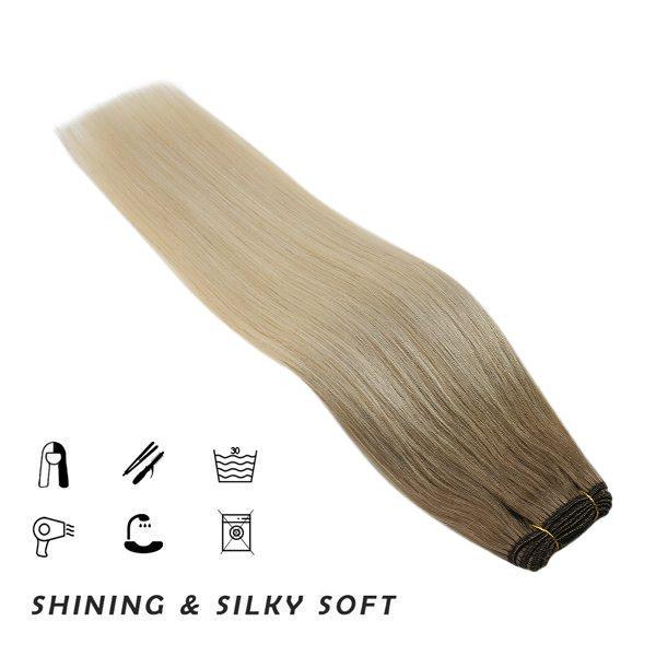 [SALE] Weft Hair Extensions Sew in Ombre Brown with Lightest Blonde #8a/60