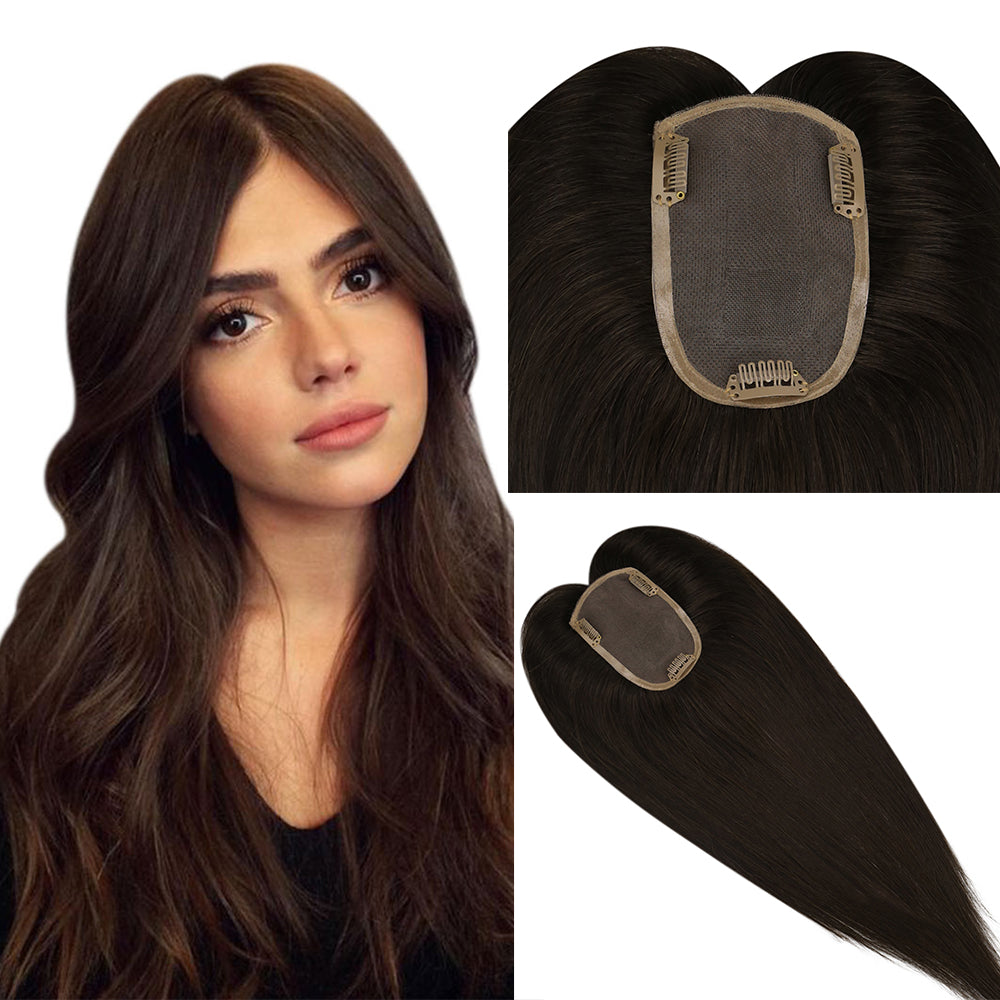 medium hair topper for women dark hair