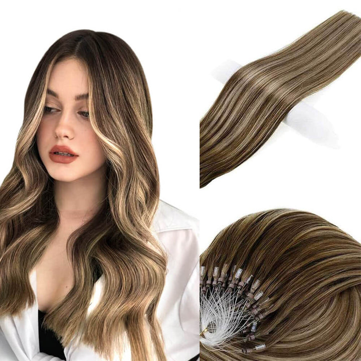 soft balayage micro loop hair extensions human hair