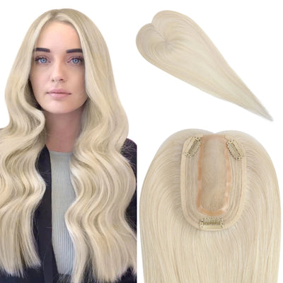 light blonde hair topper-100% human hair blonde topper