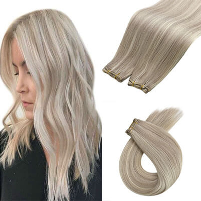 real human hair weft-Sew in virgin hair extensions blonde highlight weft color #19/60