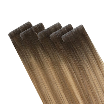 [BUY 2 GET 1]Tape in Hair Extensions Seamless Injection Tape In Hair Balayage Hair #2-4-27