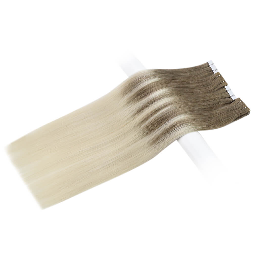 Virgin Invisible Seamless Injected Tape in Hair extensions Medium Brown Blonde #8/60