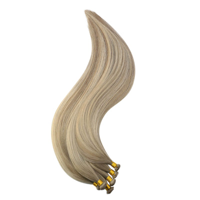 [virgin+]Weft Extensions Bundles Weave Real Hair Genius Weft 100% Human Hair Balayage #8/8/613