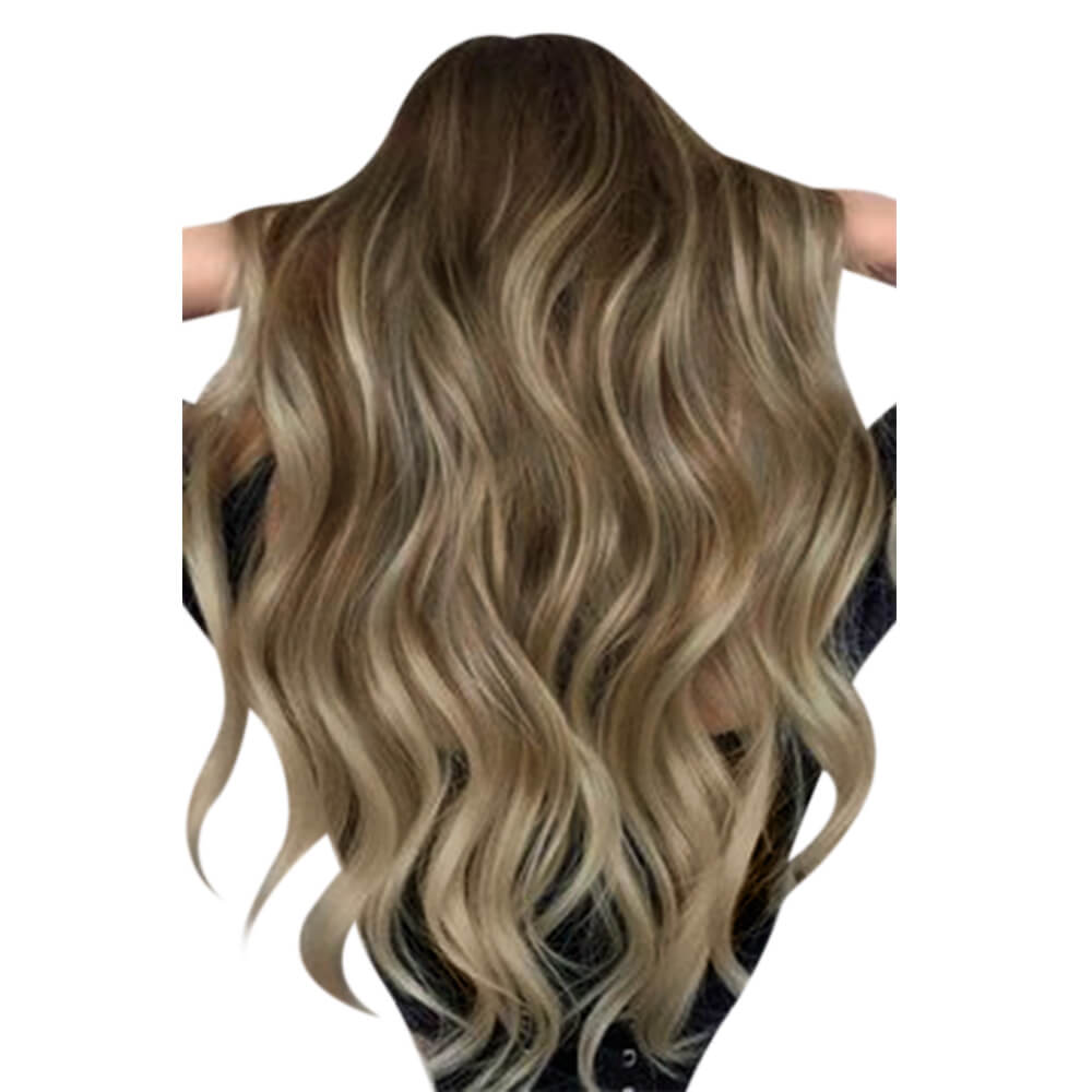 [US Only][Half Price][150% High Density Upgrade] Human Large Hair Topper Balayage Color Without Bangs Remy Clip in Hair For Women (#4/27/4)