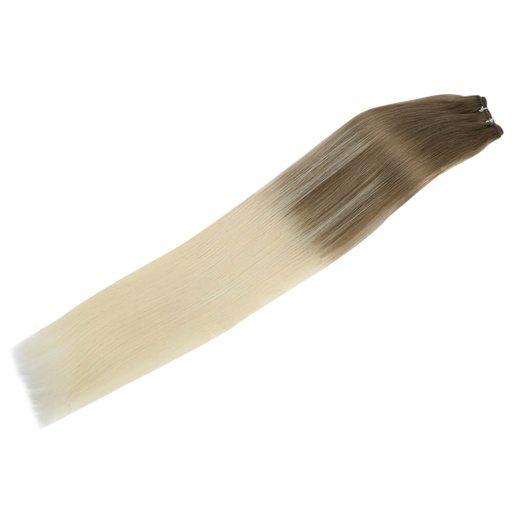 Sew in Extensions Real Hair Bundles Virgin Human Hair Weft Balayage Ash Blonde with Platinum Blonde  #BA8/60