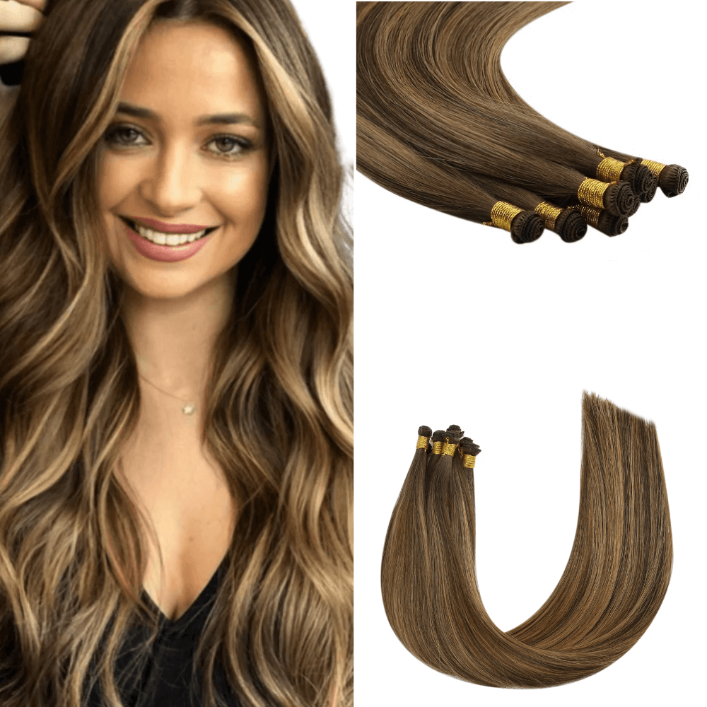 Vivien Virgin+ Hand-tied Hair Real Human Balaygae Hair Weft Extensions #DU