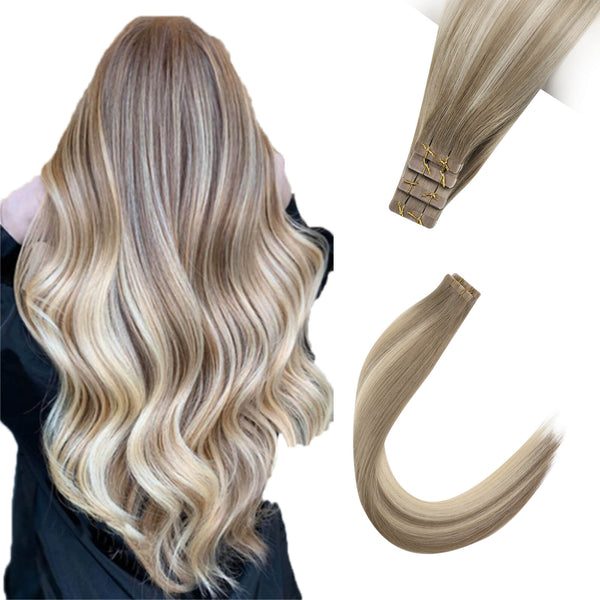 Invisible Seamless Tape in Virgin Human Hair Extensions Balayage Blond –  Hetto Human Hair