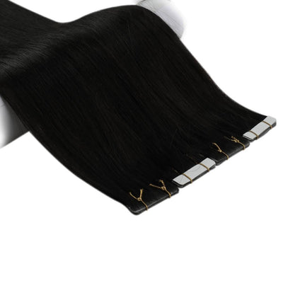 [US Only][Clearance]Jet Black Invisible Seamless Injection 100% Real Virgin Tape in Hair extensions(#1)