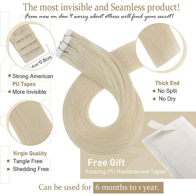 [US Only][Clearance]Invisible Seamless Injection Blonde Virgin Tape in Hair extensions (#1000)