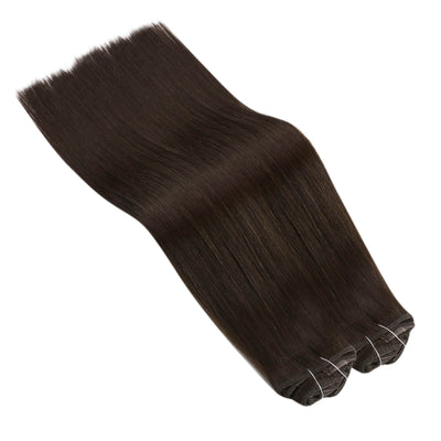 Virgin Human Hair Clip in Extensions Seamless Dark Brown Color #2