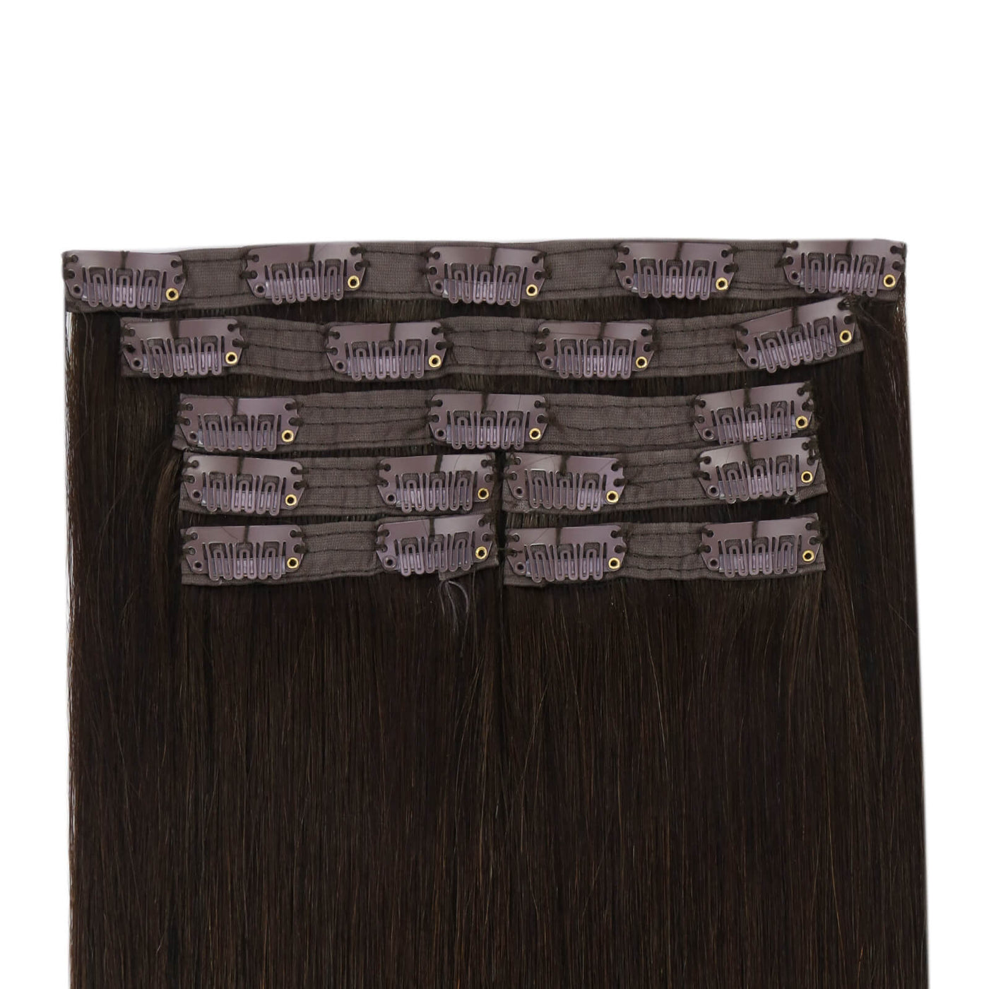 Virgin Human Hair Clip in Extensions Seamless Dark Brown Color #2