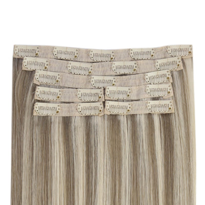 Virgin Human Hair Clip in Extensions Seamless Blonde Color #P8/60