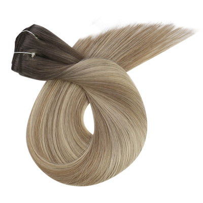 Virgin Human Hair Clip in Extensions Seamless Balayage Brown Blonde #5/7/20