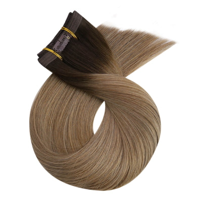 Virgin Human Hair Clip in Extensions Seamless Balayage #R2/DXB/18