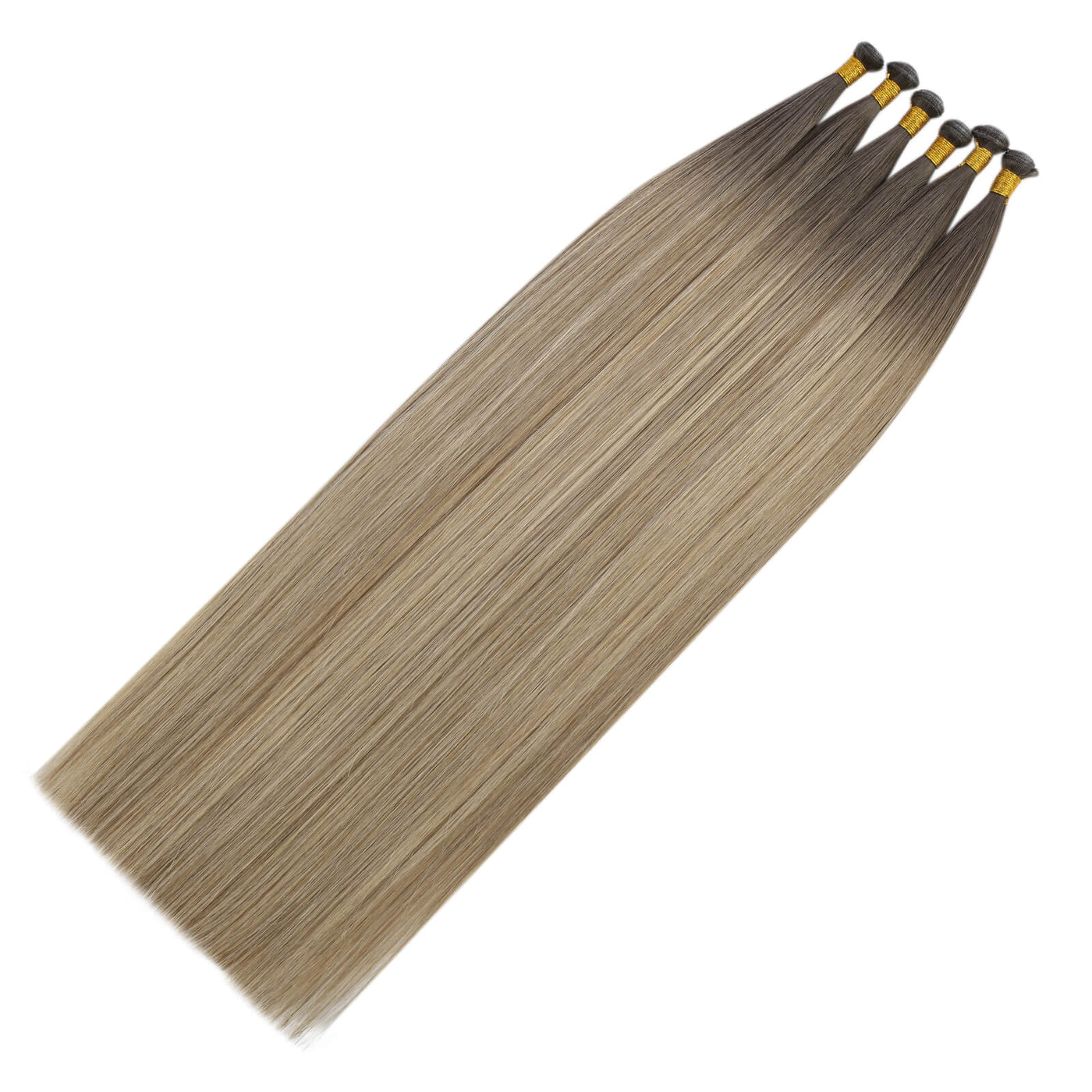 [virgin+]Genius Weft Hair Extensions virgin+ Hair Bundles Human Straight Weave Brown Blonde#5/7/20