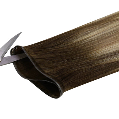 Virgin Weft Extensions Bundles Weave Real Hair Genius Weft 100% Human Hair Balayage #4/8/27/4