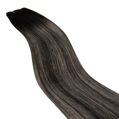 Sew in Hair Extensions Balayage Balayage Silver and Black Real Virgin Hair Weft Bundles Weave for Women #1B/Silver/1B