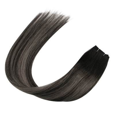 Sew in Hair Extensions Balayage Balayage Silver and Black Real Virgin Hair Weft Bundles Weave for Women #1B/Silver/1B