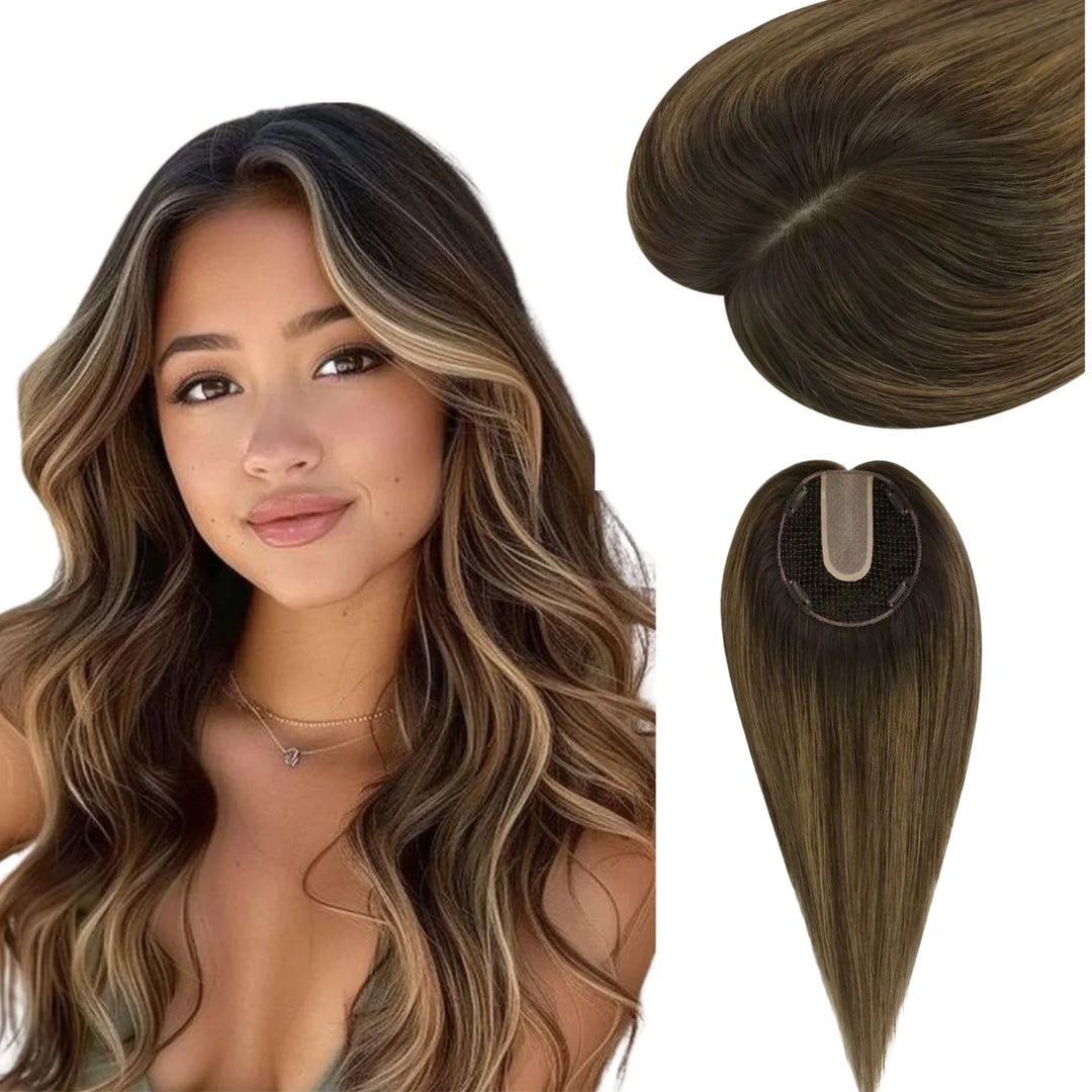 Natural style 6x6 human hair topper in color #2/8/2