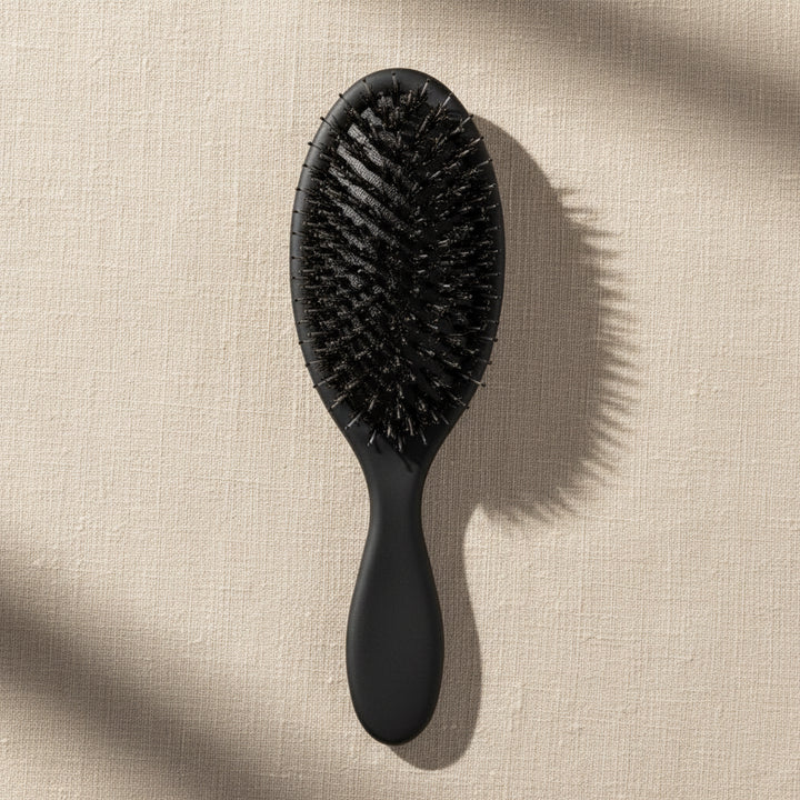 Black Boar Bristle Paddle Brush for Smooth, Healthy Hair Care