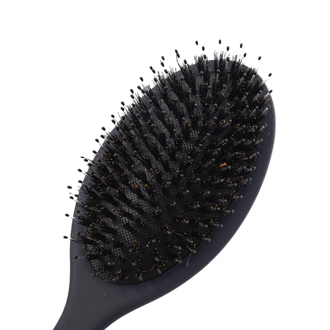 Black Boar Bristle Paddle Brush for Smooth, Healthy Hair Care