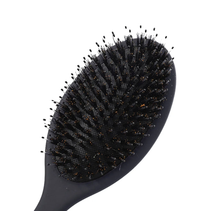 Black Boar Bristle Paddle Brush for Smooth, Healthy Hair Care